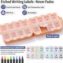Foldable Weekly Pill Organizer 2 Times a Day with 2 Extra Compartments - Etched Labels - Portable 7 Day AM PM Medicine Box, Week Daily Travel Pill Case Holder Dispenser for Vitamin, Supplement - Pink