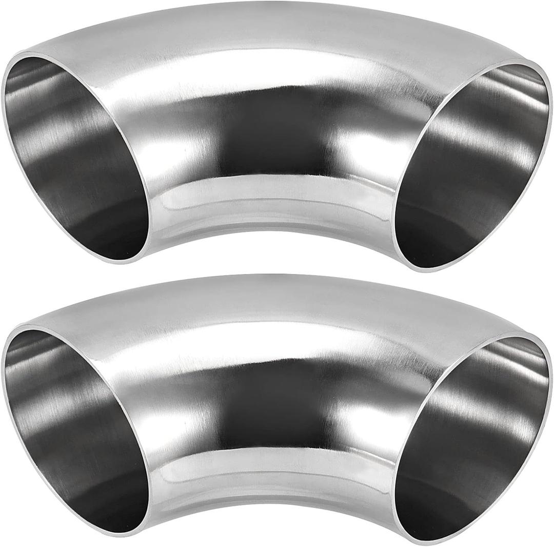 2 Pack 3 Inch 304 Stainless Steel Elbow 90Mandrel Bend Elbow, Thickness 2mm Stainless Steel 90 Degree Exhaust Elbow for Car Modified Exhaust Elbow Pipe, Stair Handrail