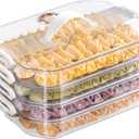 Food Storage Containers with Lids,4-Layer Plastic Cookie Storage Containers Airtight,Stackable Cookie Carrier for Transport Dumpling Storage Box,Transparent (Clear)