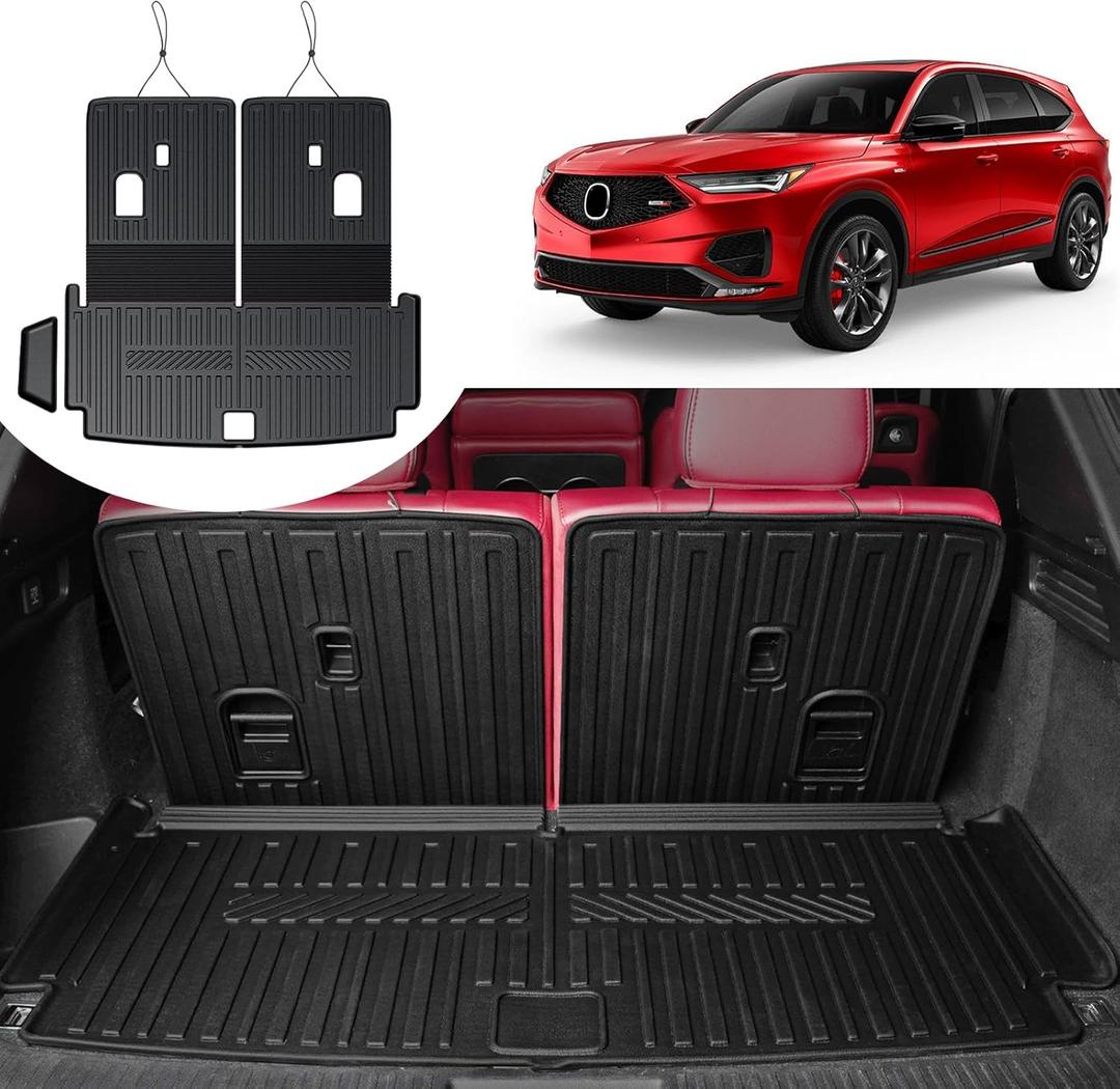 Cargo Mat Compatible with 2022-2025 Acura MDX Accessories All Weather TPE Cargo Liner with Backrest Mat and Left Storage Mat for 2024 2025 Acura MDX Accessories