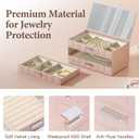 VUSIGN Jewelry Box for Women, 3 Layer Jewelry Organizer with Mirror, Jewelry Storage Case with Removable Pad, Customizable Jewelry Boxes for Rings Earrings Necklaces, Pink