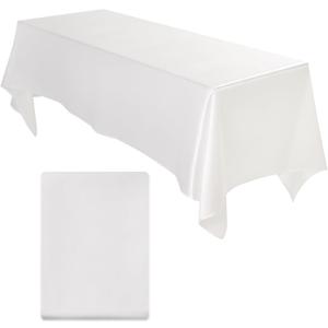White Satin Tablecloth Table Cover Table Cloth Rectangle 102'' L x 58'' W Smooth Decoration Satin Cloths Valentine Mother Gift for 3-6FT Tables,Festive Wedding Party Banquet