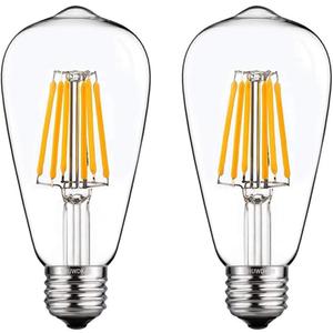 SHUWDKAR LED Light Bulbs DC 12V 6W E26 ST64 Low Voltage Bulb RV Camper Warm White 2700K Vintage Clear Glass Filament Edison Bulbs Equivalent 75W Halogen Marine Boat Solar 12V Battery Lighting,2 Pack