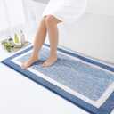 OLANLY Bathroom Runner Rugs 47x24, Extra Soft and Absorbent Microfiber Bath Rugs, Non-Slip, Machine Washable, Quick Dry Shaggy Bath Carpet, Long Bath Mats for Bathroom Floor, Tub, Shower, Blue