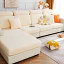 Yoovat Magic Sofa Covers Soothing Home Sofa Cushion Covers Sofa Hero Covers for Couch Magic Couch Covers Stretch Slipcovers for Couches and Sofas (Wheat-Lvory Beige,Chaise Cover)