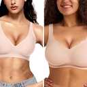 Vertvie Scalloped Plus Size Bra, (Nude,S)