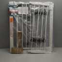 Babelio Metal Baby Gate, 29-43" Auto Close Easy Install Pet Gate PressGuard P7, Extra Wide Walk Thru Child Safety Gate, 30" Tall Pressure Mounted Dog Gate for Doorways & Stairs, White