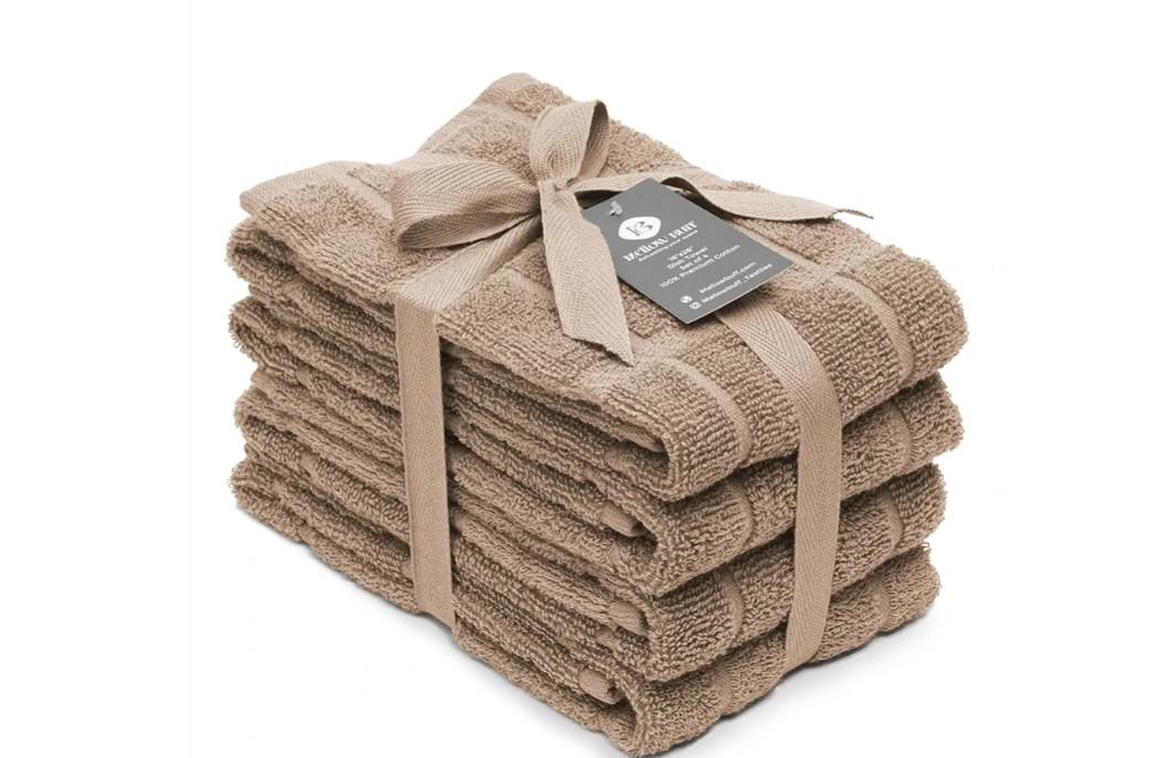 100% Cotton Terry Dish Towels, 4 Pack Plain, 16 x26 Inches, Super Soft and Absorbent Kitchen Towels, Perfect for Kitchen Cleaning and Dish Washing | Tan