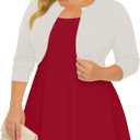 AusLook Plus Size Women Shrug Long Sleeve Lightweight Open Front Knit Cropped Bolero Cardigan Sweater 1X-5X (2X, A08-white)