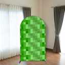 FiVan 7.2x4ft Green Pixel Arch Backdrop, Video Game Theme Party Background for Gamer Birthday Party, Kids' Gaming Event Decorations, Photo Booth Prop