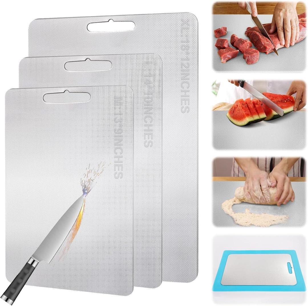Titanium Cutting Board for Kitchen Stainless Steel Cutting Board Metal Yamato Cutting (11.8"L x 0.1"W)