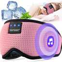 TOPOINT Sleep Mask with Bluetooth Headphones, Breathable Silk Eye Mask for Sleeping Men Women, Bluetooth Sleep Mask Blackout with Speakers, Microphone Handsfree, USB C for Travel Meditation Gifts (Pink)