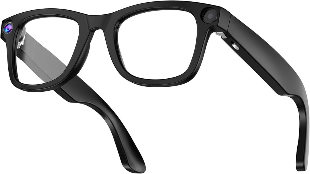 8MP Camera Glasses, AI Smart Glasses with Real-Time Translation, 32GB Storage, Max 10Hrs Playtime,12 Mins Video Rec Pertime| 2 Lens SetTransparent&Black for Outdoor,Work,Travel, Business - Clear (Large)