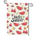Baccessor Spring Summer Garden Flag Watermelon Fruits Small Yard Flag 12.5 x 18 Inch Double Sided Burlap Hello Summer Welcome Flag for Outside Outdoor Decor