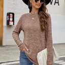 SimpleFun Women's Tunic Sweaters Lightweight Fall Casual Long Sleeve Crewneck Pullover Tops (Brown)