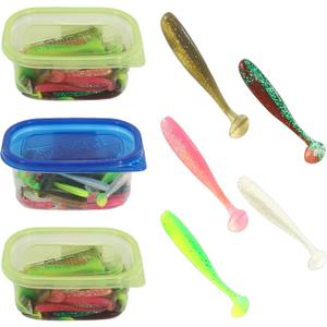 150 PCS Soft Plastic Baits, Paddle Tail Swim Baits, 1.96/2.36/2.75 Inch Fishing Soft Plastic Lures, Well Made and Easy to Catch for Fresh and Salt Water with Case