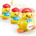 SYNCFUN Musical Duck Toy with 2 Baby Ducks, Crawling Tummy Time Toy with Light & Music, Early Learning Education, Christmas Birthday Gift for Boys Girls Aged 6+ Months, Easter Gift