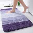 Arotive Microfiber Bathroom Rugs, Shaggy Soft and Absorbent Bath Rug, Non-Slip, Thick Plush Machine Washable Dry Bath Mats for Bathroom, Tub and Shower, 24x16, Dark Purple