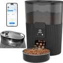 PAPIFEED Automatic Cat Feeder and Water Fountain Stainless Steel, Auto Cat Food & Water Dispenser, Quiet Pet Drinking Fountain with LED, Timed Cat Feeder with App, 10 Meals/Day, Smart Cat Feeder Set