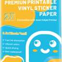 Colemoly Sticker Paper Clear Printable Vinyl for Inkjet Printer-25 Transparent Dry-Quick Sheets of 8.5x11 Decals and Labels Self-Adhesive Non-Waterproof Papers Tear Resistance Bright Color for DIY