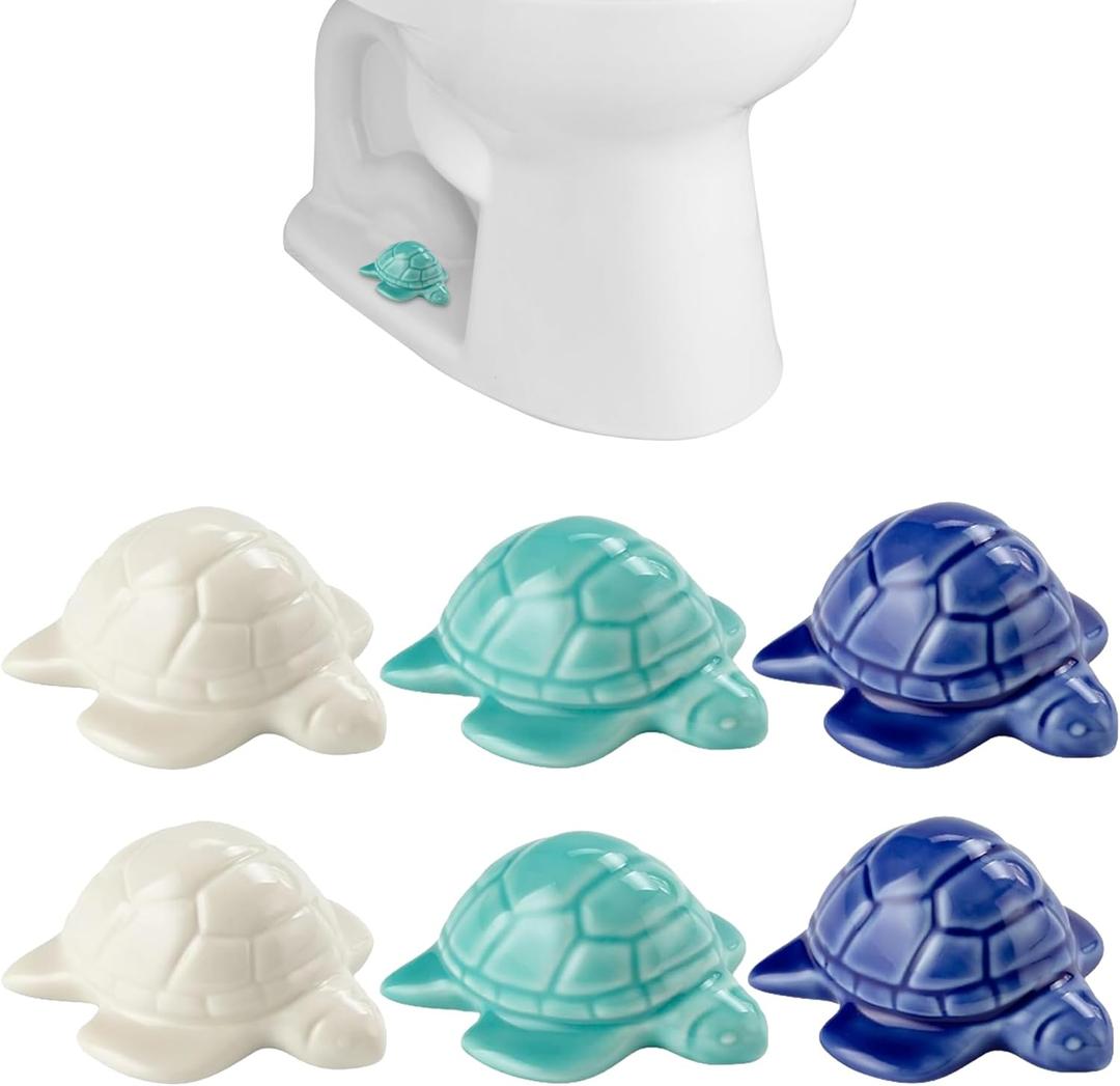 6 Pack Toilet Bolt Caps, Turtle Toilet Bolt Covers Ceramic Sea Turtle Toilet Bolt Caps Cute Decorative Toilet Knob Covers Easy Installation Screw Cover Caps for Bathroom Floor Decor