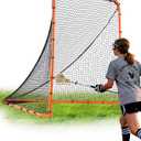 VEVOR Folding Lacrosse Goal, 6' x 6' Lacrosse Net, Portable Backyard Lacrosse Training Equipment, Steel Frame Training Net, Quick & Easy Setup Lacrosse Goal, Perfect for Youth Adult Training, Orange