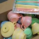 Zhehao 12 Pieces Plastic Kids Tea Cups with Lids and Straws for Tea Party, 9 oz Reusable Creative Party Cups Bulk for Birthday Baby Shower Princess Supplies