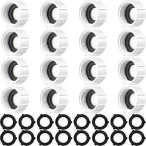 Mudder 16 Pcs Garden Hose Caps Sprinkler Cap Plastic Garden Spigot Cover Female End Fitting Cover with 16 Pieces Gaskets for 3/4 Inch GHT Yard Hose (White)