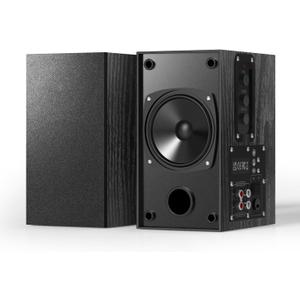 30W X 2 Powered Bookshelf Speakers - 3.5-RCA Input for Turntable, TV, PC, Record Player Speakers with 4 Inch Woofer & Wall Mounted (Black)