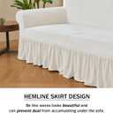 NICEEC Loveseat Cover Super Soft 1-Piece White Slipcover for Loveseats Stretch Universal Spandex Couch Covers for Living Room Easy Fit Washable Furniture Sofa Protector with Skirt
