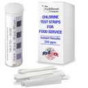 Chlorine Test Strips for Restaurants and Food Services, 1 x Vial of 100 Sanitizer Test Strips for Kitchens, 0-200 ppm Testing Kit for Sanitizing Solution, Precise Bleach Testing Kit by FryOilSaver Co.
