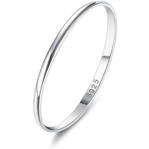 MILACOLATO 925 Sterling Silver Ring for Women Men High Polished Plain Stackable Thumb Rings Tarnish Resistant Wedding Band Ring Comfort Fit Size 6