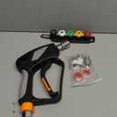PWACCS Pressure Washer Gun with Swivel, Short Power Washer Gun with 3/8 Quick Connector, M22 14mm /15mm Fitting, 5 Pressure Washer Nozzle Tips with Holder, 5000 PSI Black