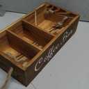 Coffee Station Organizer with Small Removable Dividers, Wooden Coffee Bar Accessories Storage For Countertop, Farmhouse Kcup Coffee Pod Holder Basket With Handle For Coffee Lover