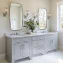 ANDY STAR Brushed Nickel Bathroom Mirror, Large 24x36 Brushed Nickel Metal Framed Oblong Wall Mirror, Modern Nickel Oval Vanity Mirror