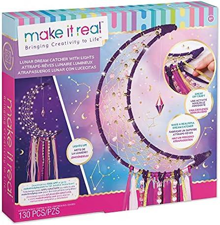 Make It Real Lunar DIY Dream Catcher Kit with Lights and Fairy Lights for Teen Room Wall Decor - Ages 8+