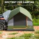 GoHimal SUV Tent for Camping, Waterproof PU3000mm Spacious Double Layer Design for 5-8 Person, Includes Rainfly and Storage Bag, 8FT L x 8FT W x 7.2FT H Green