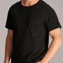 CHRONOLINE Men’s Pocket T-Shirt Cotton Crew Neck Short Sleeve Work Shirt for Men Spring Summer Work Utility Top with Pocket, Jet Black, L (L)
