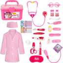 Liberry Doctor Kit for Toddlers 3 4 5 Years Old, Kids Doctor Play Set for Girls Boys Toy, Pretend Play Medical Kit with Stethoscope & Costume for Christmas Birthday Gift Pink