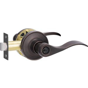 1 Pack Entrance Door Handle, Oil Rubbed Bronze Reversible Door Lever Perfect for Interior Door and Closet, Traditional Wave Style Keyed Entry Door Lock