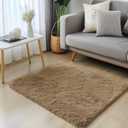 OLANLY 2x3 Machine Washable Small Bedside Rug, Soft Fluffy Shaggy Entryway Throw Rugs for Bedroom, Living Room, Indoor Floor Carpet for Kids Girls and Boys, Home Decor Aesthetic, Taupe