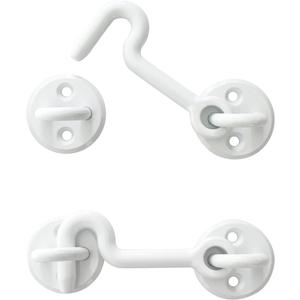 Heavy Duty 2 Pack Hook and Eye Latch - Ideal for Bathroom, Bedroom, Sliding Barn Door and Gate Doors (White)