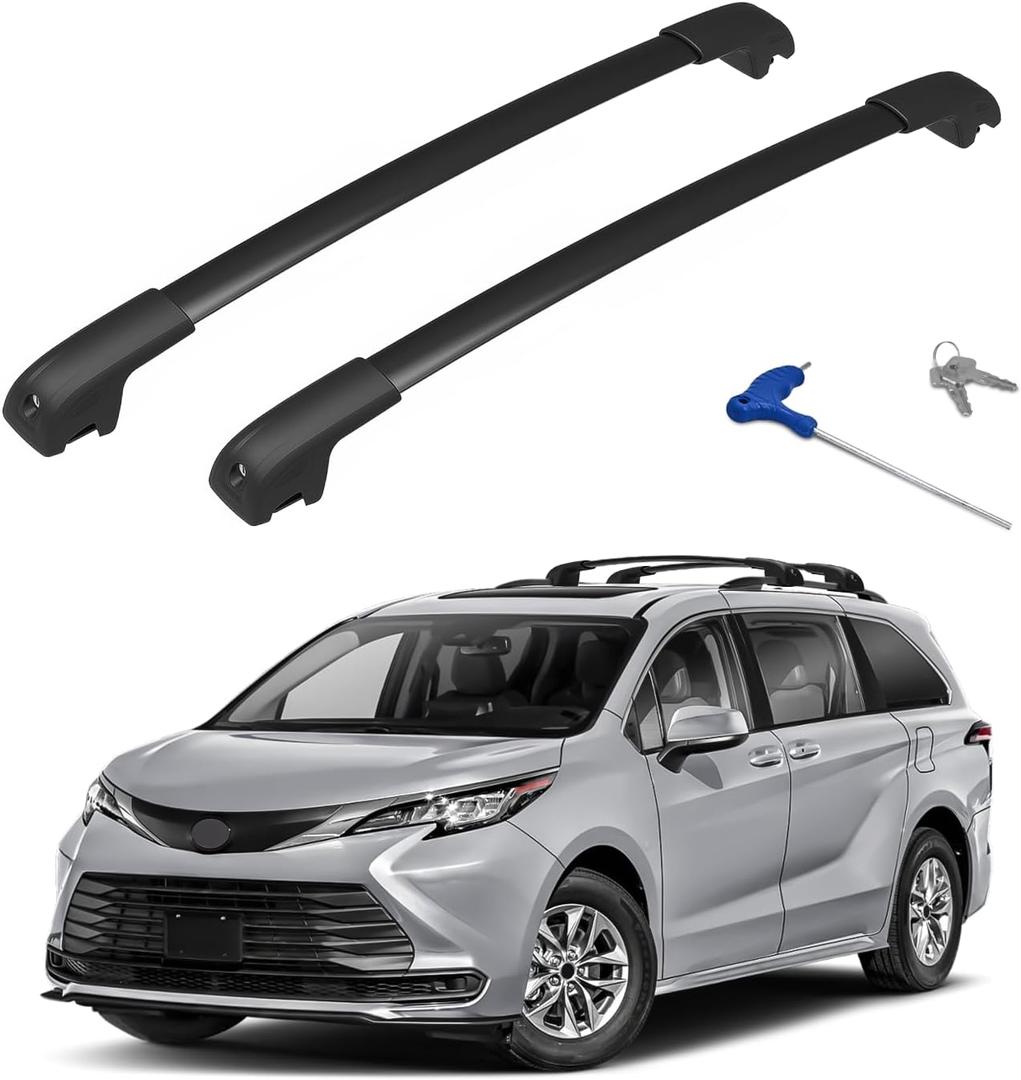 Roof Rack Cross Bars Compatible with Toyota Sienna 2021-2025, 220lbs Heavy Duty Lockable Aluminum Roof Rails Crossbars for Rooftop Cargo Carrier Luggage Kayak Canoe Bike Snowboard