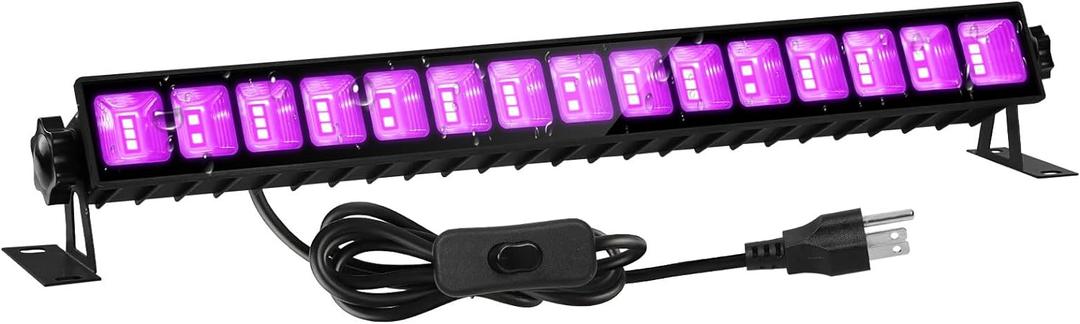 Upgraded 36W LED Black Light Bar, Premium Flood Light with Plug+Switch+5ft Cord, Light Up 21x21ft Area, for Halloween Glow Fluorescent Party Bedroom Game Room Body Paint Stage Lighting