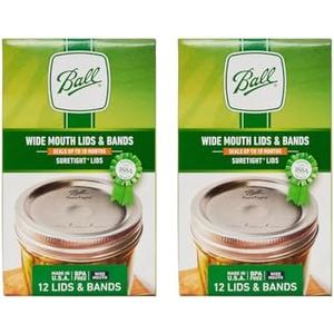 Ball Mason Jar Lids with Bands, Wide Mouth, 12 CT