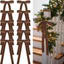 24 Pcs Velvet Bows for Christmas Tree Vintage Ribbon Bows for Crafts Garland Home Coquette Wedding Birthday Decor(9 x 13 Inch, Width of 1",Brown)