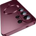 Magnetic for Samsung Galaxy S26 Ultra Case, Compatible with MagSafe, Slim Thin Matte Phone Case with Built-in Camera Lens Protector (Removable) Shockproof Phone Cover, Burgundy Red