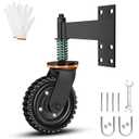8 Inch Heavy Duty Fence Gate Wheel - 600lb Capacity for Metal Tube Gates With 360 Degree Rotation Spring Loaded Caster - Includes Screws and Screwdriver - Durable Wheel for Smooth Operation (Black)