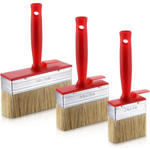 Hoolerry 3 Pcs Deck Stain and Sealer Block Paint Brushes for Wood Heavy Duty Brush Paint Brushes for Walls Applicator for Painting Staining Decking Fence (3",4",6") (Large)