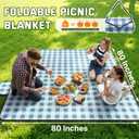 TigeJoy Extra Large Picnic Blanket Waterproof Foldable 80''x100'', Outdoor Picnic Mat Beach Blanket Sandproof for Park, Grass, Travel, Hiking, Camping Essentials, Gingham Picnic Blanket